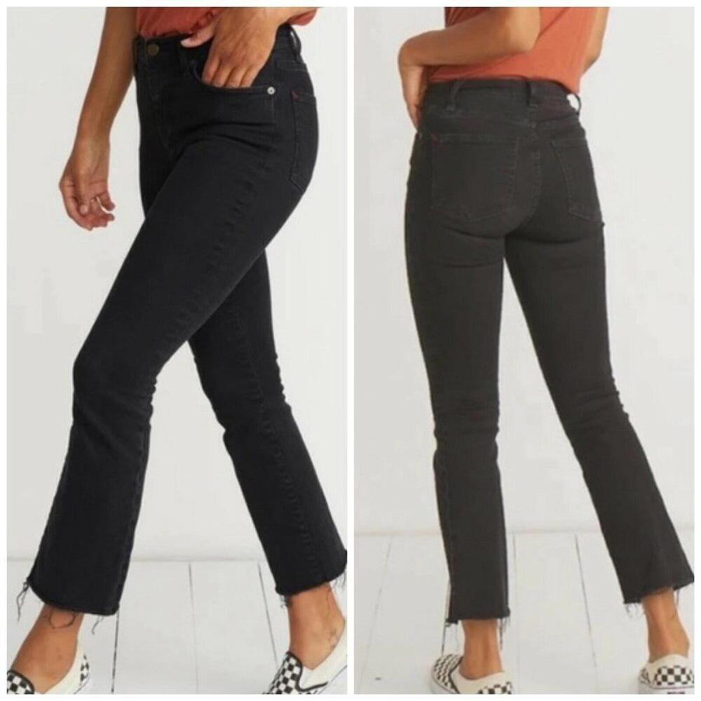 Marine Layer Vintage Straight Black Raw Hem Jeans Women’s Sz 28 Crop Ankle
